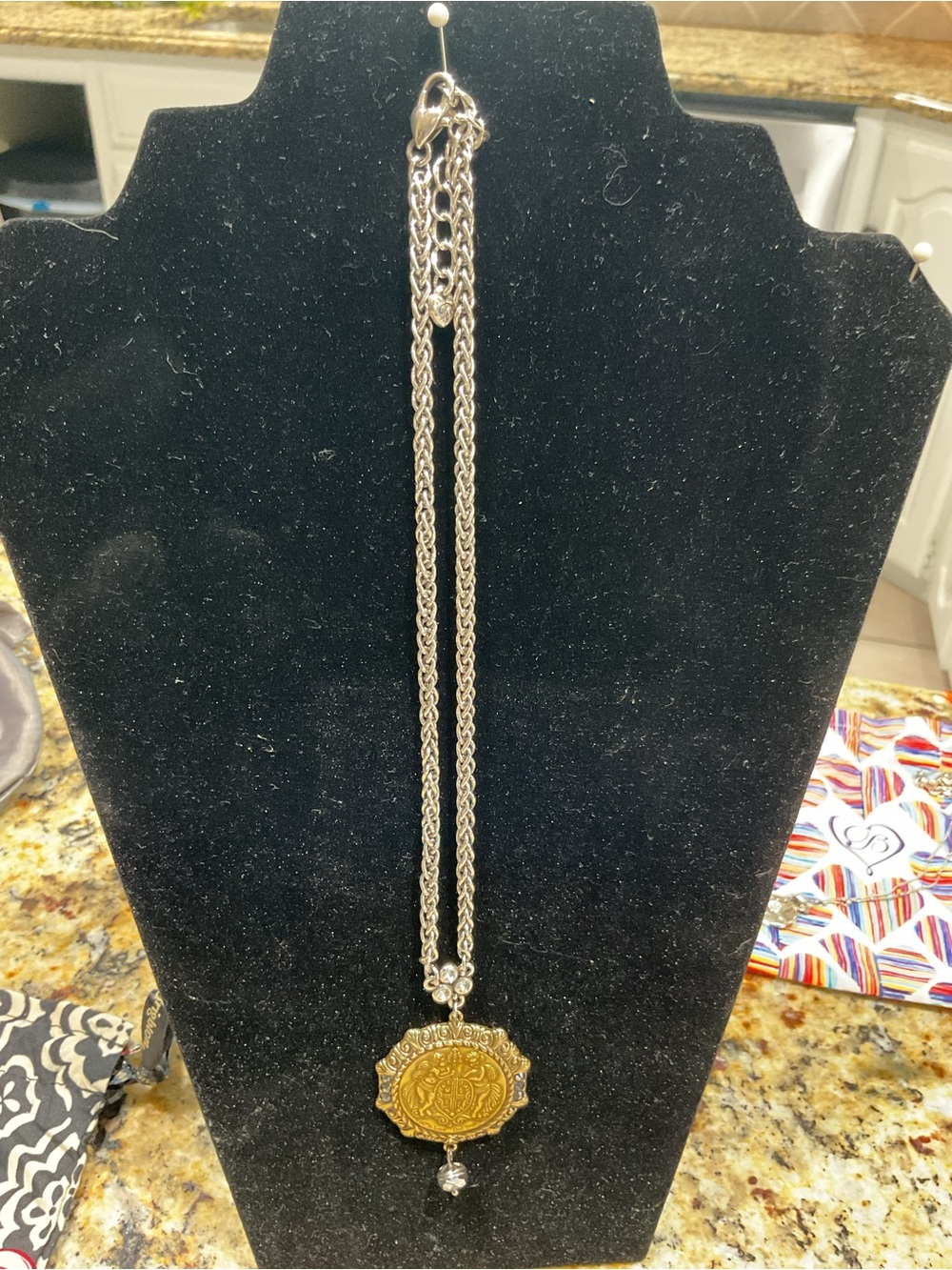 Brighton Gold and Silver Medallion Pendant Necklace - Picture 3 of 4